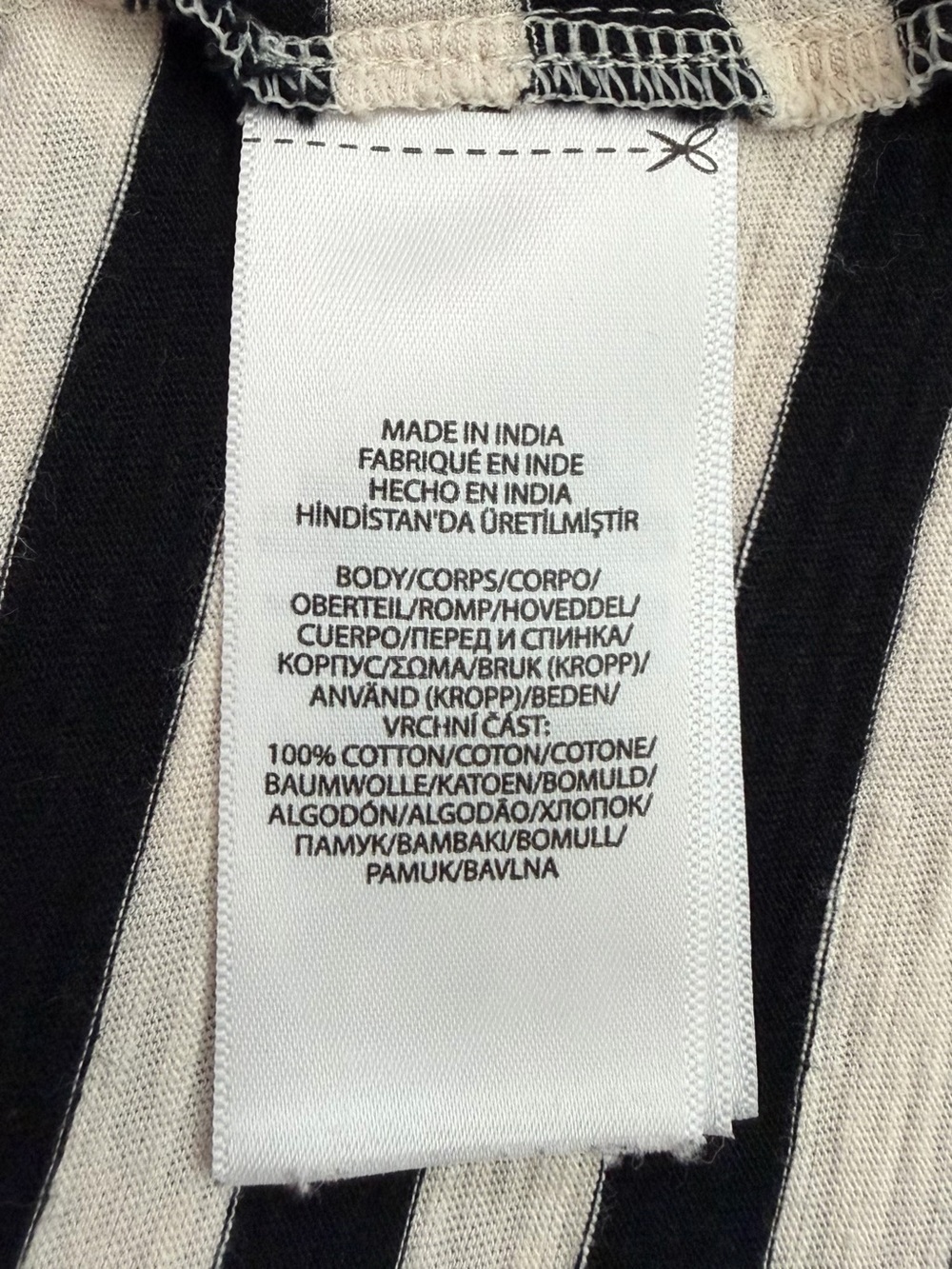 Lauren Ralph Lauren Cream Black Striped Cotton Jersey Puff-Sleeves Tee, Size 1X - Picture 11 of 13